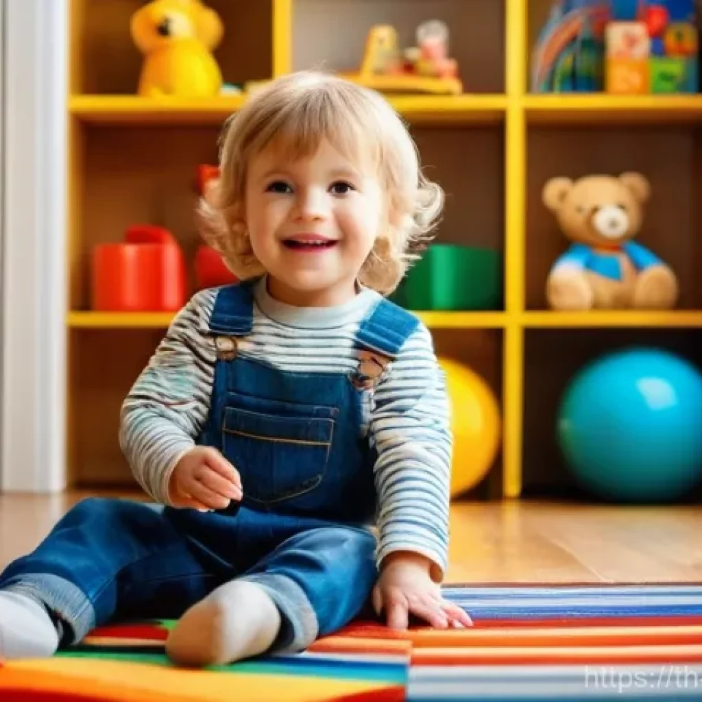 건축 시공 전문가가 알아야 할 트렌드 - A cheerful 4-year-old child, with bright, curious eyes, is sitting on a colorful rug in a sunlit pla...