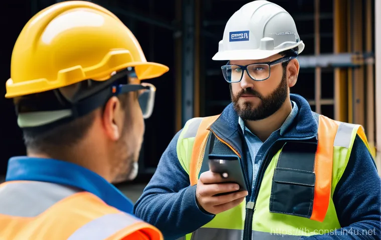 건설 현장 안전 관리 사례 - **Prompt 1: Proactive Safety Planning Meeting**
    A diverse team of construction professionals – i...